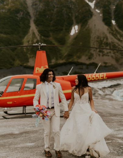 … to helicopters dipping toward distant glaciers