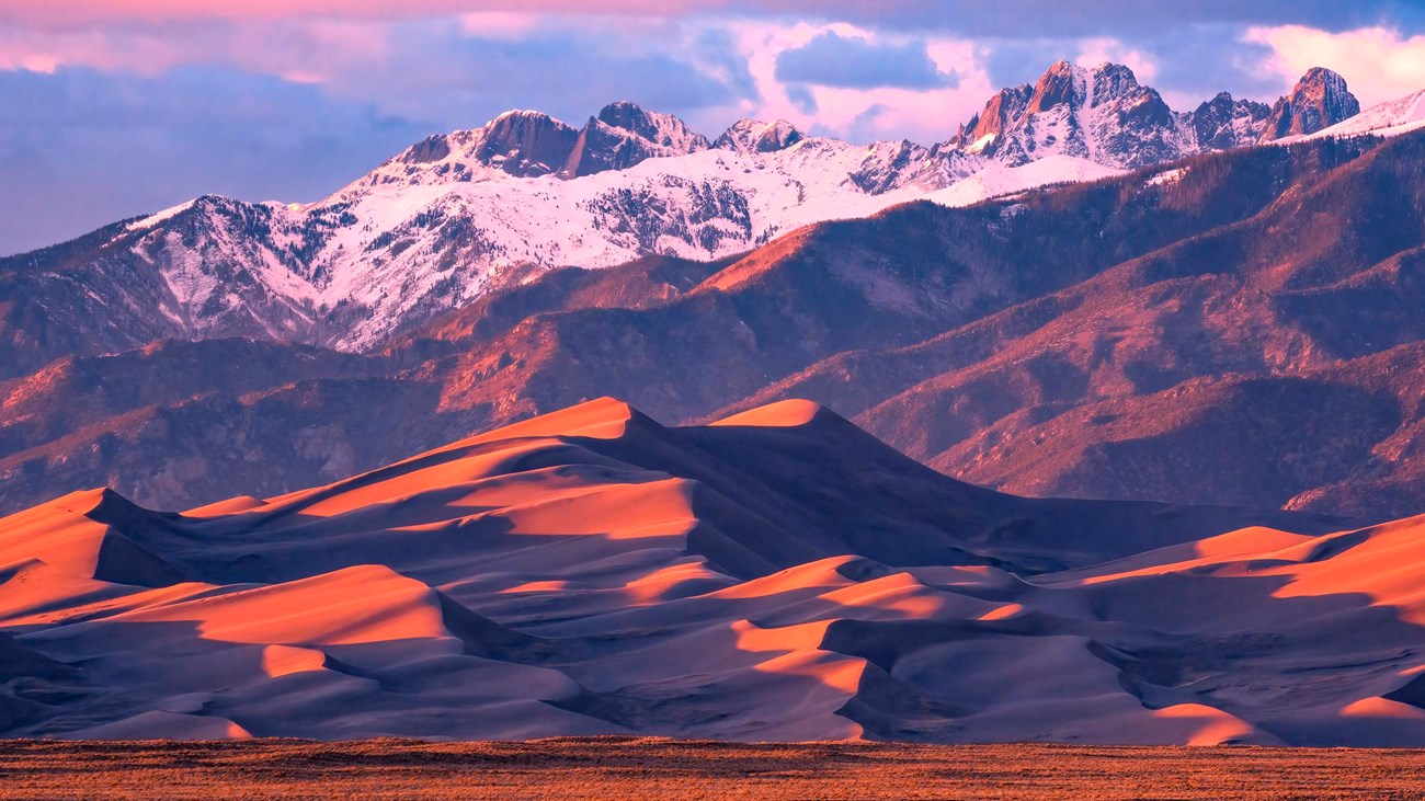 Great Sand Dunes National Park in Colorado at sunset
