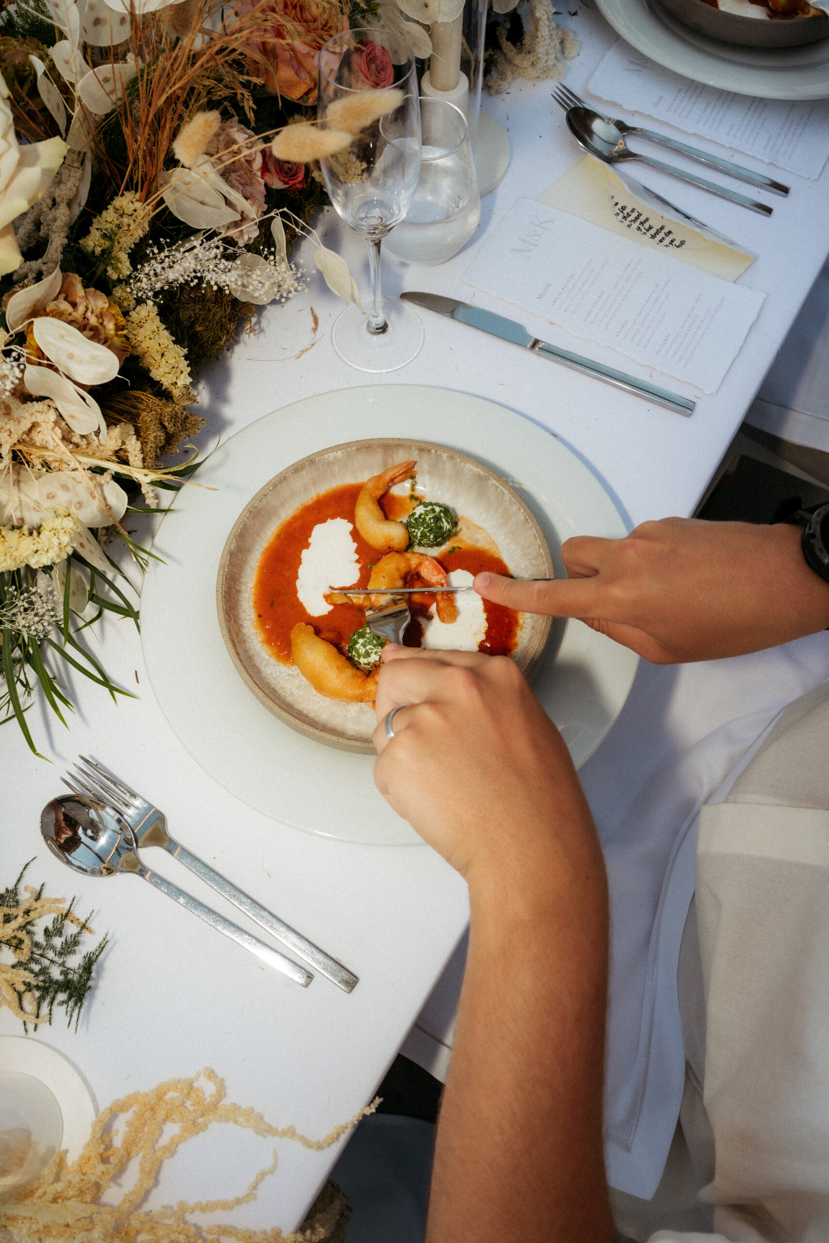 Appetizer at wedding reception dinner