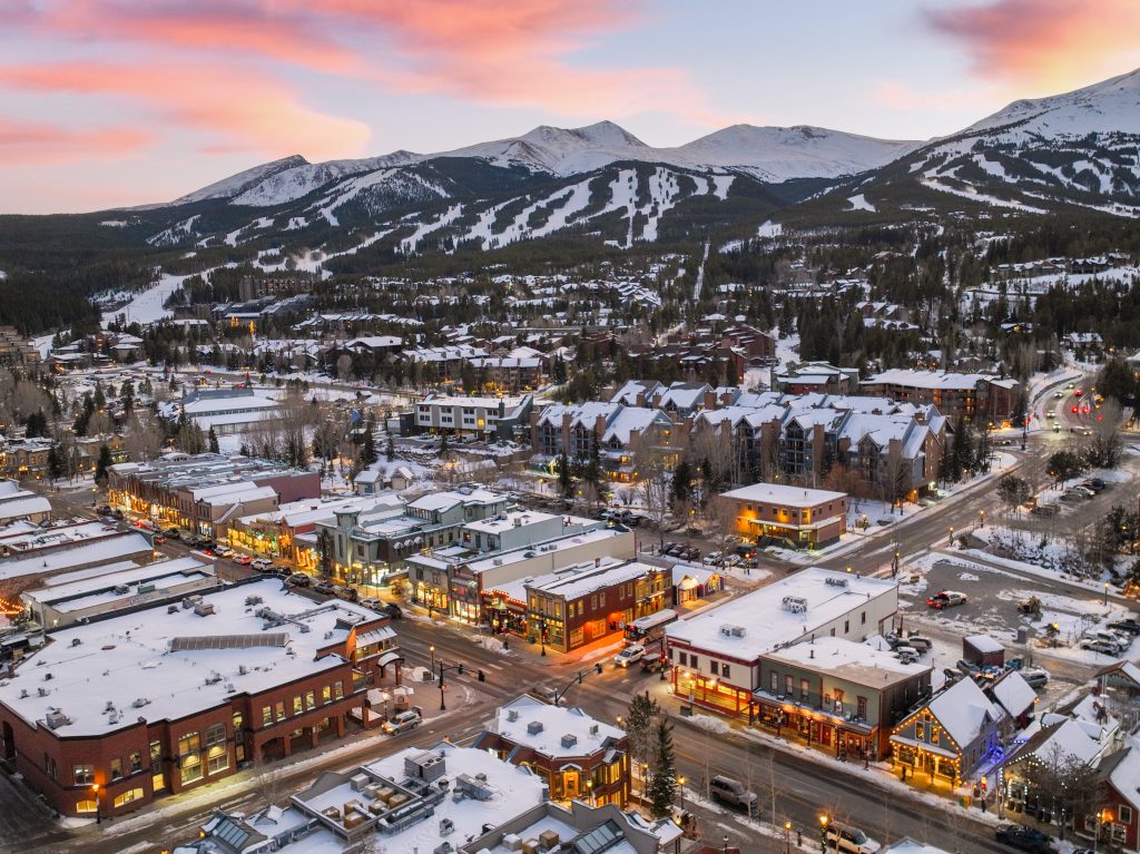town of breckenridge at sunset
